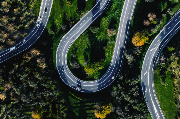 Windy road - aerial view